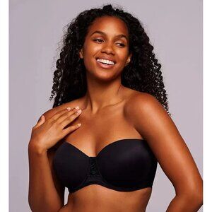 Vanity Fair Black Strapless Bra back smoothing stay put 40D no straps